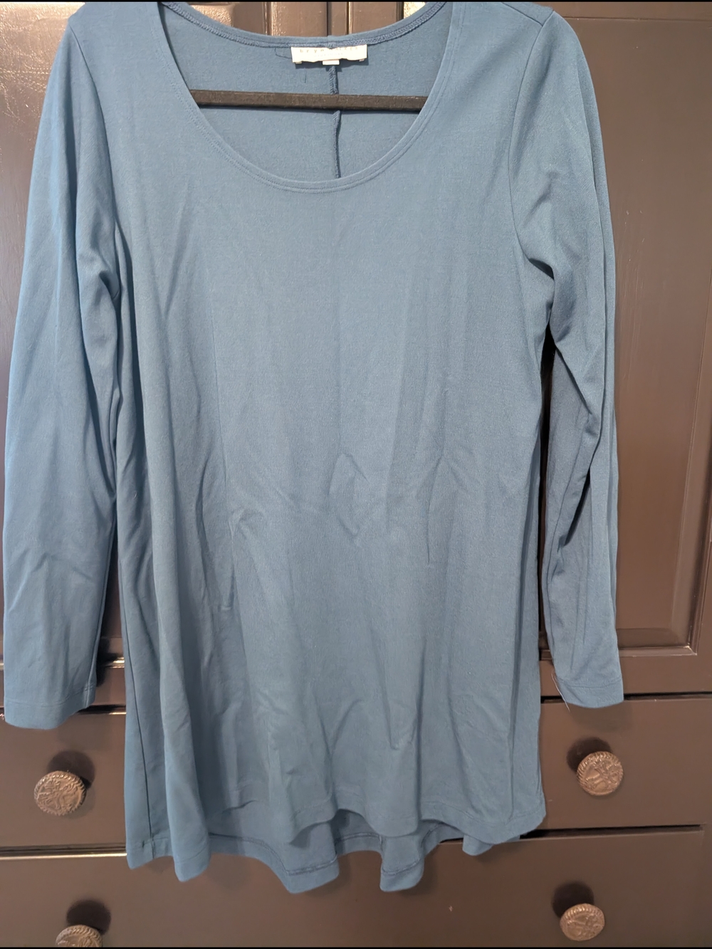 bryn Walker Scoop Neck Long Sleeve Tunic in Slate Blue